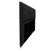 Cabeceira Estofada Munique 1,40 M para Cama Box de Casal Suede Preto para Quarto - Amarena