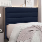 Cabeceira Estofada Nubia SPZ 160cm Queen Size Suede Azul Marinho