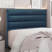 Cabeceira Estofada Nubia SPZ 160cm Queen Size Veludo Azul Marinho