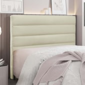 Cabeceira Estofada Nubia SPZ 160cm Queen Size Veludo Bege