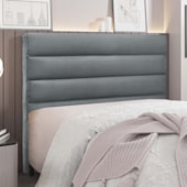 Cabeceira Estofada Nubia SPZ 160cm Queen Size Veludo Cinza