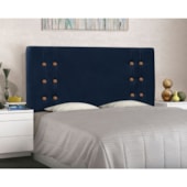 Cabeceira Estofada Santorini SPZ 195cm King Size Suede Azul Marinho