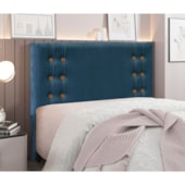 Cabeceira Estofada Santorini SPZ 195cm King Size Veludo Azul Marinho