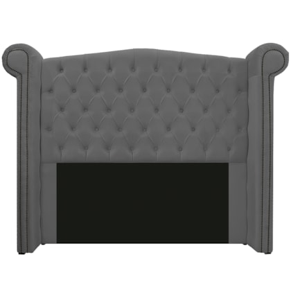 Cabeceira Estofada Veneza 195 cm King Size Linho Cinza Escuro - Amarena Moveis