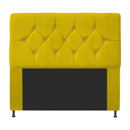 Cabeceira França Estofada Strass 140cm Cama Box Casal Suede Amarelo - Amarena Móveis