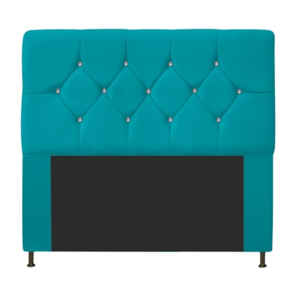 Cabeceira França Estofada Strass 140cm Cama Box Casal Suede Azul Turquesa - Amarena Móveis