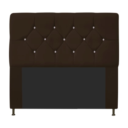 Cabeceira França Estofada Strass 140cm Cama Box Casal Suede Marrom - Amarena Móveis
