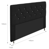 Cabeceira França Estofada Strass 140cm Cama Box Casal Suede Preto - Amarena Móveis