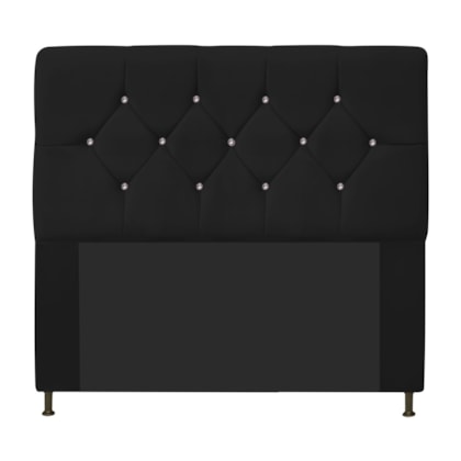 Cabeceira França Estofada Strass 140cm Cama Box Casal Suede Preto - Amarena Móveis