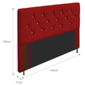 Cabeceira França Estofada Strass 140cm Cama Box Casal Suede Vermelho - Amarena Móveis