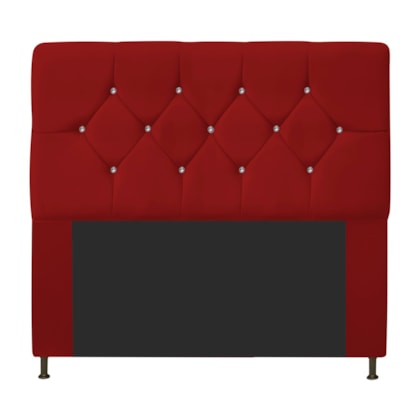 Cabeceira França Estofada Strass 140cm Cama Box Casal Suede Vermelho - Amarena Móveis