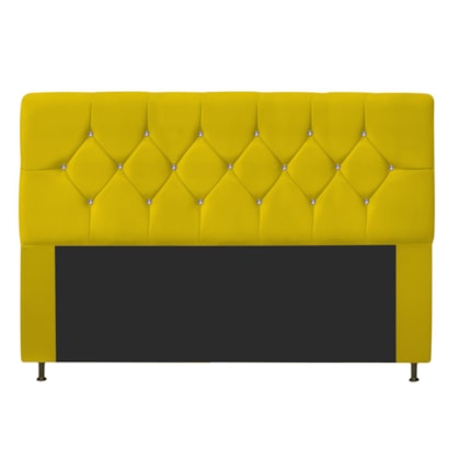 Cabeceira França Estofada Strass 160cm Cama Box Queen Suede Amarelo - Amarena Móveis