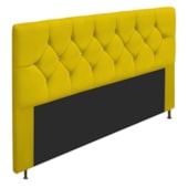 Cabeceira França Estofada Strass 160cm Cama Box Queen Suede Amarelo - Amarena Móveis