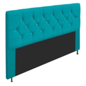 Cabeceira França Estofada Strass 160cm Cama Box Queen Suede Azul Turquesa - Amarena Móveis