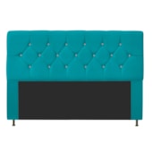 Cabeceira França Estofada Strass 160cm Cama Box Queen Suede Azul Turquesa - Amarena Móveis