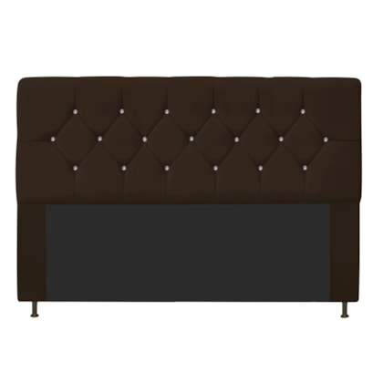 Cabeceira França Estofada Strass 160cm Cama Box Queen Suede Marrom - Amarena Móveis