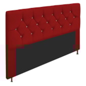 Cabeceira França Estofada Strass 160cm Cama Box Queen Suede Vermelho - Amarena Móveis