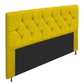 Cabeceira França Estofada Strass 195cm Cama Box King Suede Amarelo - Amarena Móveis