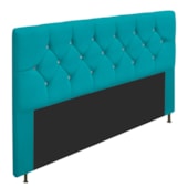Cabeceira França Estofada Strass 195cm Cama Box King Suede Azul Turquesa - Amarena Móveis