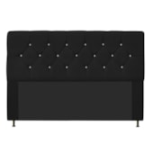 Cabeceira França Estofada Strass 195cm Cama Box King Suede Preto - Amarena Móveis