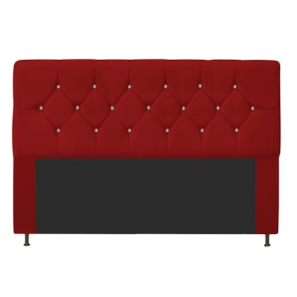 Cabeceira França Estofada Strass 195cm Cama Box King Suede Vermelho - Amarena Móveis