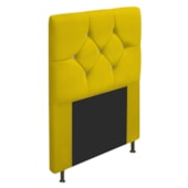Cabeceira França Estofada Strass 90cm Cama Box Solteiro Suede Amarelo - Amarena Móveis