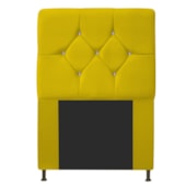 Cabeceira França Estofada Strass 90cm Cama Box Solteiro Suede Amarelo - Amarena Móveis