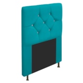 Cabeceira França Estofada Strass 90cm Cama Box Solteiro Suede Azul Turquesa - Amarena Móveis