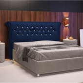 Cabeceira King Brescia P04 195 cm Suede Azul Marinho TCA 948 - Amarena Móveis