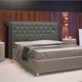 Cabeceira King Brescia P04 195 cm Suede Cinza Escuro TCA 958 - Amarena Móveis