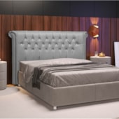 Cabeceira King Brescia P04 195 cm Suede Cinza TCA 940 - Amarena Móveis