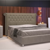 Cabeceira King Brescia P04 195 cm Suede Marrom Claro TCA 945 - Amarena Móveis