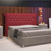 Cabeceira King Brescia P04 195 cm Suede  Vermelho TCA 53 - Amarena Móveis