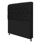 Cabeceira Lady Estofada Capitonê 140 cm para Cama Box de Casal Suede Preto Quarto - AM Decor