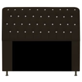 Cabeceira Lady Estofada com Strass 140 cm para Cama Box de Casal Corano Marrom Quarto - AM Decor
