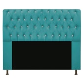 Cabeceira Lady Estofada com Strass 140 cm para Cama Box de Casal Suede Azul Turquesa Quarto - AM Decor
