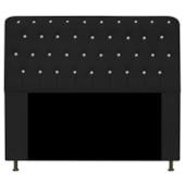 Cabeceira Lady Estofada com Strass 160 cm para Cama Box Queen Corano Preto Quarto - AM Decor