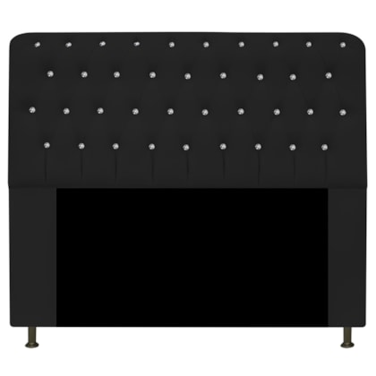 Cabeceira Lady Estofada com Strass 160 cm para Cama Box Queen Corano Preto Quarto - AM Decor