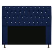 Cabeceira Lady Estofada com Strass 160 cm para Cama Box Queen Suede Azul Marinho Quarto - AM Decor