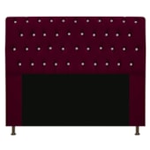 Cabeceira Lady Estofada com Strass 160 cm para Cama Box Queen Suede Bordô Quarto - AM Decor