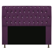 Cabeceira Lady Estofada com Strass 160 cm para Cama Box Queen Suede Roxo Quarto - AM Decor