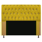 Cabeceira Lady Estofada com Strass 195 cm para Cama Box King Suede Amarelo Quarto - AM Decor