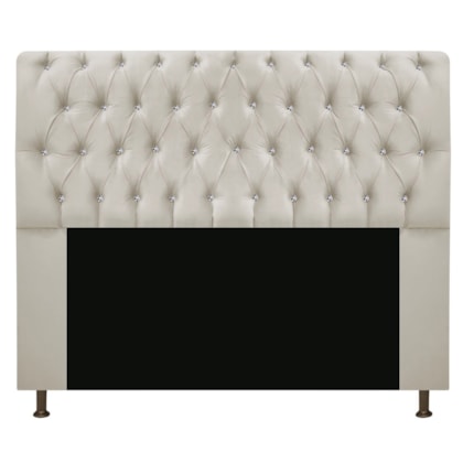 Cabeceira Lady Estofada com Strass 195 cm para Cama Box King Suede Bege Quarto - AM Decor
