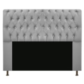 Cabeceira Lady Estofada com Strass 195 cm para Cama Box King Suede Cinza Quarto - AM Decor