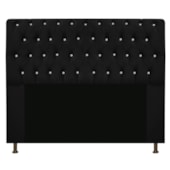 Cabeceira Lady Estofada com Strass 195 cm para Cama Box King Suede Preto Quarto - AM Decor