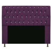 Cabeceira Lady Estofada com Strass 195 cm para Cama Box King Suede Roxo Quarto - AM Decor