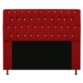 Cabeceira Lady Estofada com Strass 195 cm para Cama Box King Suede Vermelho Quarto - AM Decor