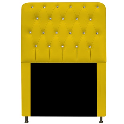 Cabeceira Lady Estofada com Strass 90 cm para Cama Box Solteiro Corano Amarelo Quarto - AM Decor