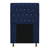 Cabeceira Lady Estofada com Strass 90 cm para Cama Box Solteiro Suede Azul Marinho Quarto - AM Decor