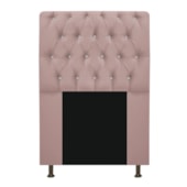 Cabeceira Lady Estofada com Strass 90 cm para Cama Box Solteiro Suede Rosê Quarto - AM Decor